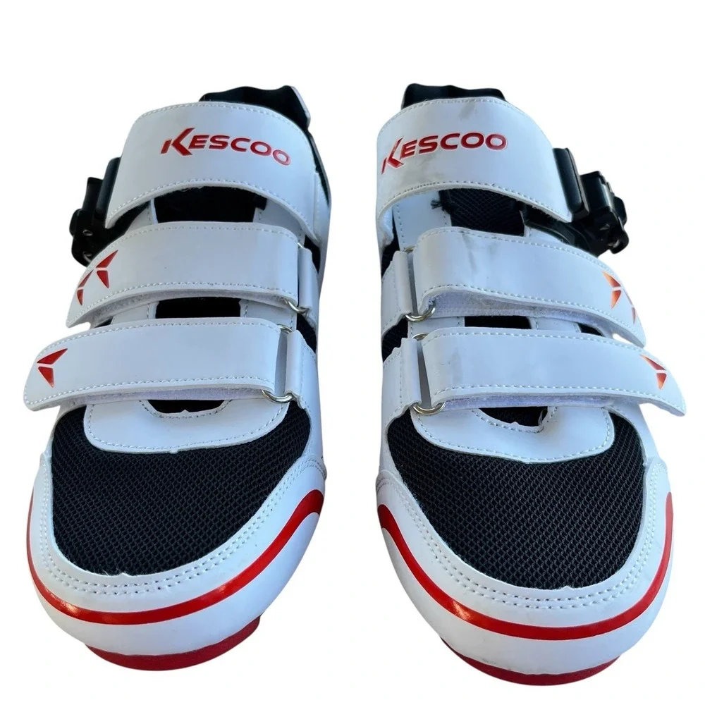Kescoo Cycling Shoes Clip In White Red NWOB Men's 7-7.5 Women's 8-8.5 Road